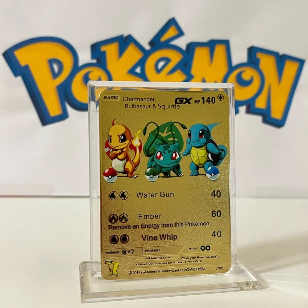 Pokemon | Toys | Pokmon Charmander Bulbasaur Squirtle Gx 399 Hp 4 Metal  Gold Card Rare | Poshmark